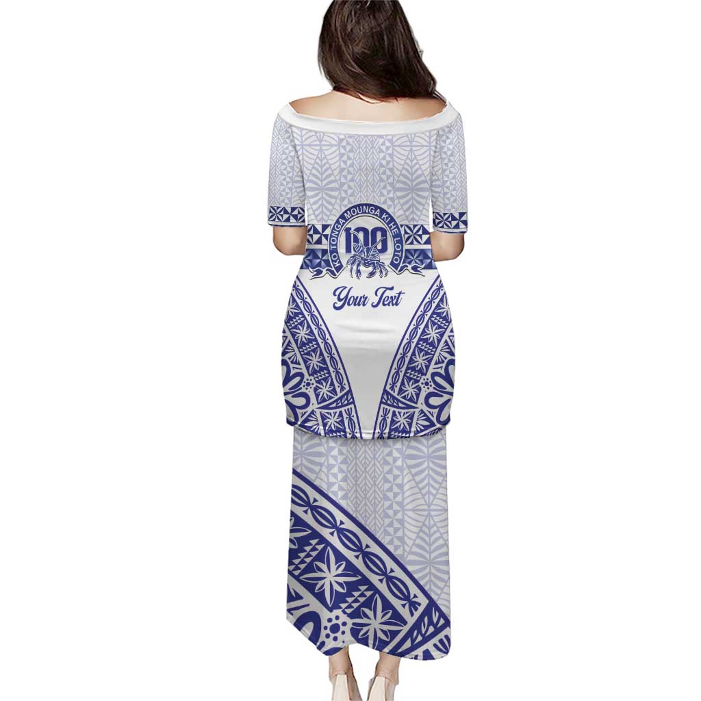 Personalised Queen Salote College Puletasi Kolisi Fefine 100th Anniversary Kupesi White - Polynesian Pride