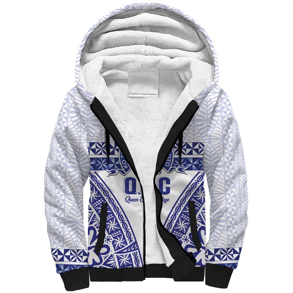 Personalised Queen Salote College Sherpa Hoodie Kolisi Fefine 100th Anniversary Kupesi White - Polynesian Pride