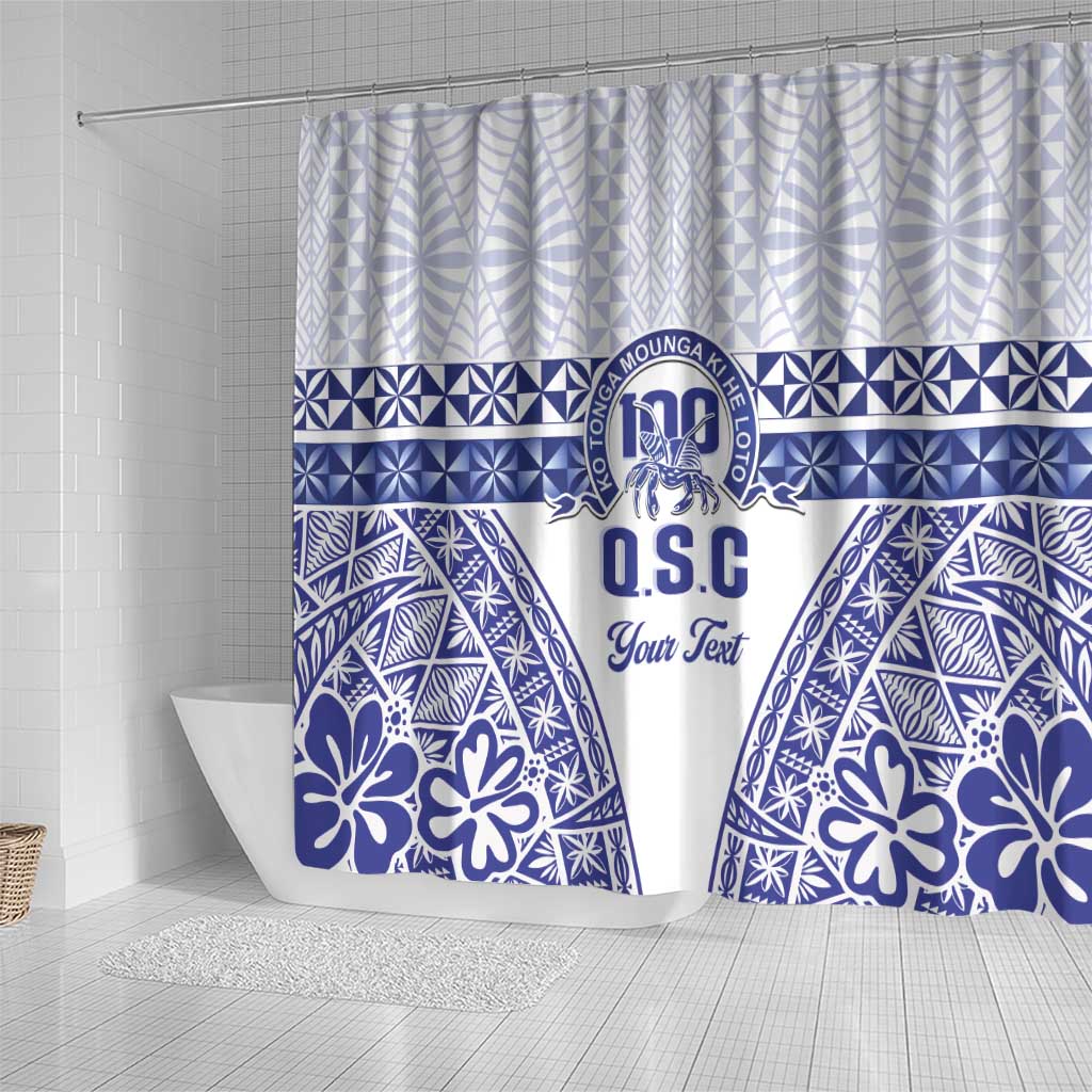 Personalised Queen Salote College Shower Curtain Kolisi Fefine 100th Anniversary Kupesi White - Polynesian Pride