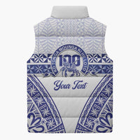 Personalised Queen Salote College Sleeveless Puffer Jacket Kolisi Fefine 100th Anniversary Kupesi White - Polynesian Pride