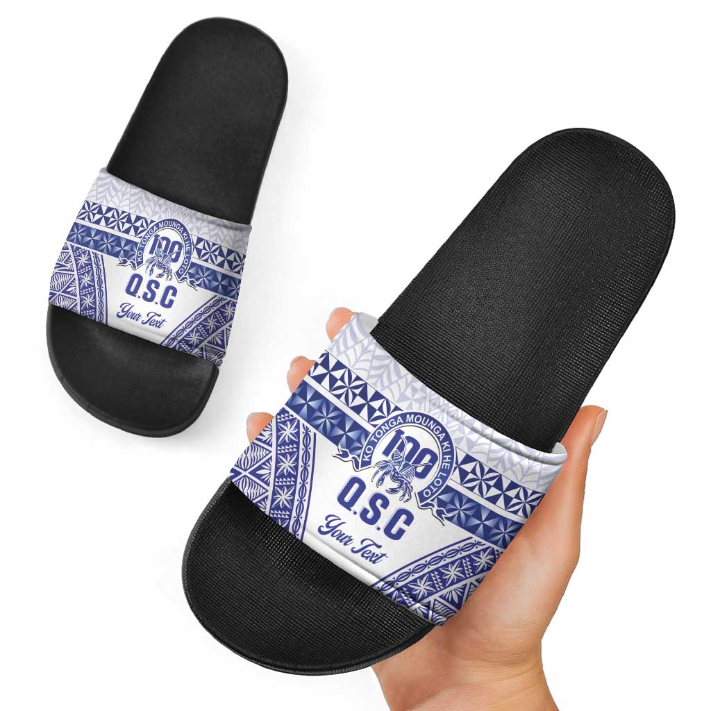Personalised Queen Salote College Slide Sandals Kolisi Fefine 100th Anniversary Kupesi White - Polynesian Pride