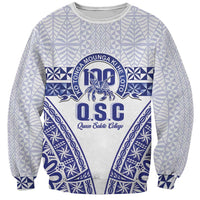 Personalised Queen Salote College Sweatshirt Kolisi Fefine 100th Anniversary Kupesi White - Polynesian Pride