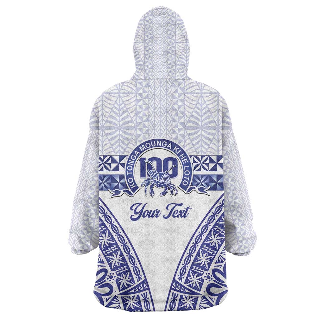 Personalised Queen Salote College Wearable Blanket Hoodie Kolisi Fefine 100th Anniversary Kupesi White - Polynesian Pride