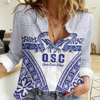 Personalised Queen Salote College Women Casual Shirt Kolisi Fefine 100th Anniversary Kupesi White - Polynesian Pride