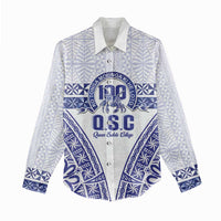 Personalised Queen Salote College Women Casual Shirt Kolisi Fefine 100th Anniversary Kupesi White - Polynesian Pride