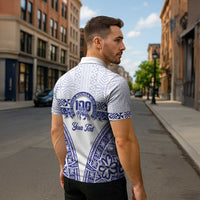 Personalised Queen Salote College Zipper Polo Shirt Kolisi Fefine 100th Anniversary Kupesi White - Polynesian Pride