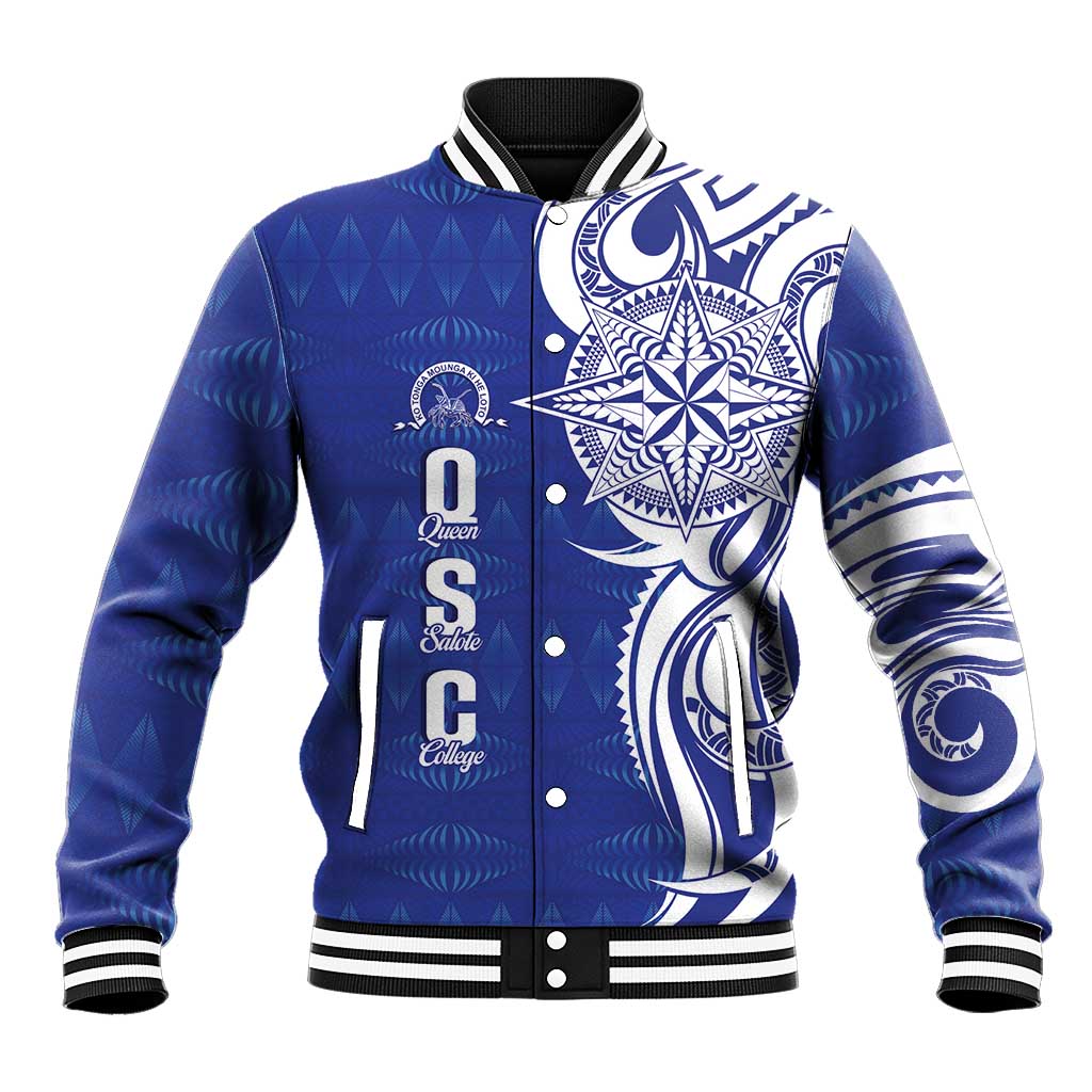 Personalised Queen Salote College Baseball Jacket QSC Est 1926 Ngatu Pattern - Polynesian Pride