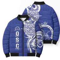 Personalised Queen Salote College Bomber Puffer Jacket QSC Est 1926 Ngatu Pattern - Polynesian Pride