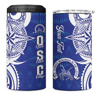 Personalised Queen Salote College 4 in 1 Can Cooler Tumbler QSC Est 1926 Ngatu Pattern - Polynesian Pride