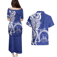 Personalised Queen Salote College Couples Matching Puletasi and Hawaiian Shirt QSC Est 1926 Ngatu Pattern - Polynesian Pride