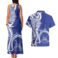 Personalised Queen Salote College Couples Matching Tank Maxi Dress and Hawaiian Shirt QSC Est 1926 Ngatu Pattern - Polynesian Pride