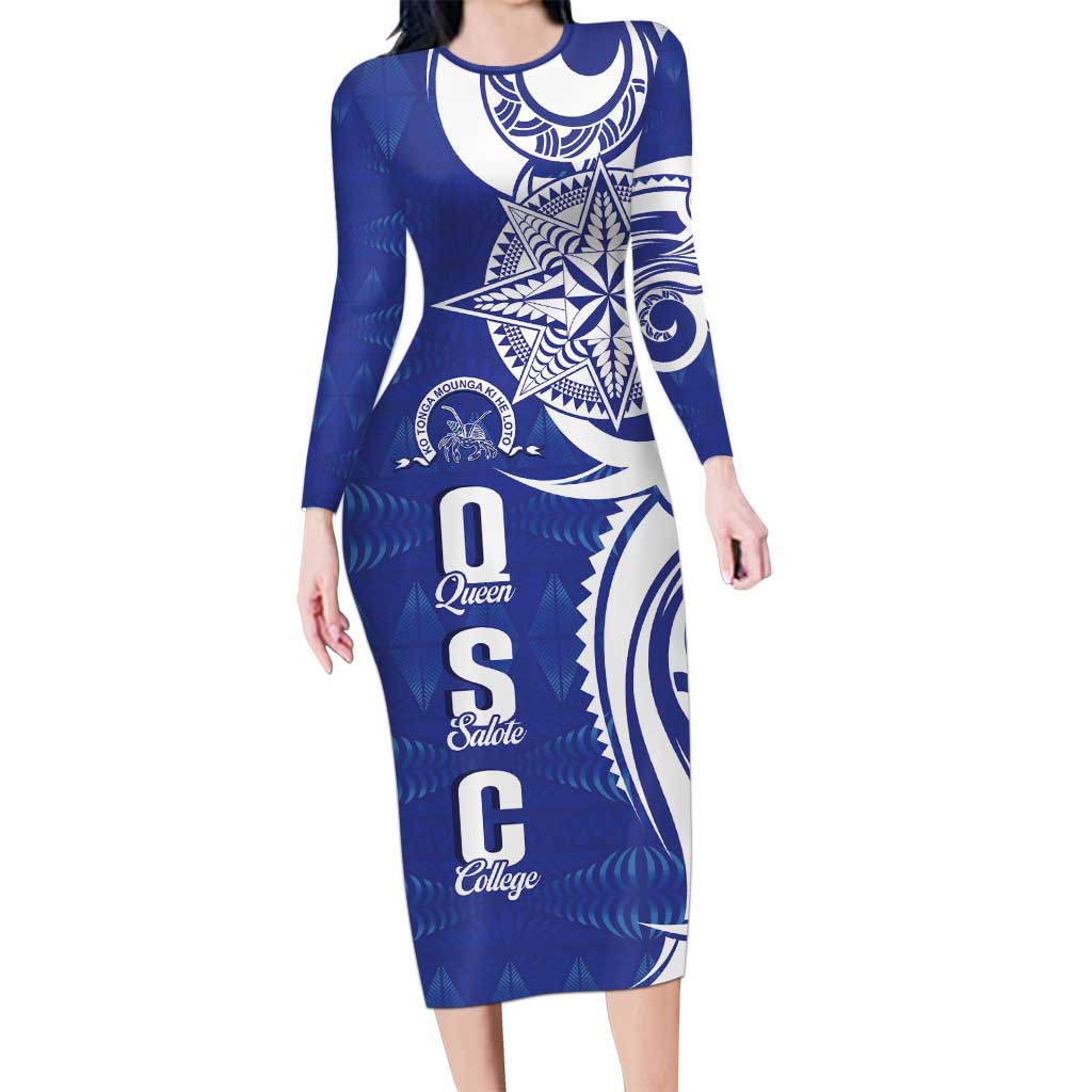 Personalised Queen Salote College Family Matching Long Sleeve Bodycon Dress and Hawaiian Shirt QSC Est 1926 Ngatu Pattern - Polynesian Pride