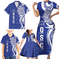 Personalised Queen Salote College Family Matching Short Sleeve Bodycon Dress and Hawaiian Shirt QSC Est 1926 Ngatu Pattern - Polynesian Pride