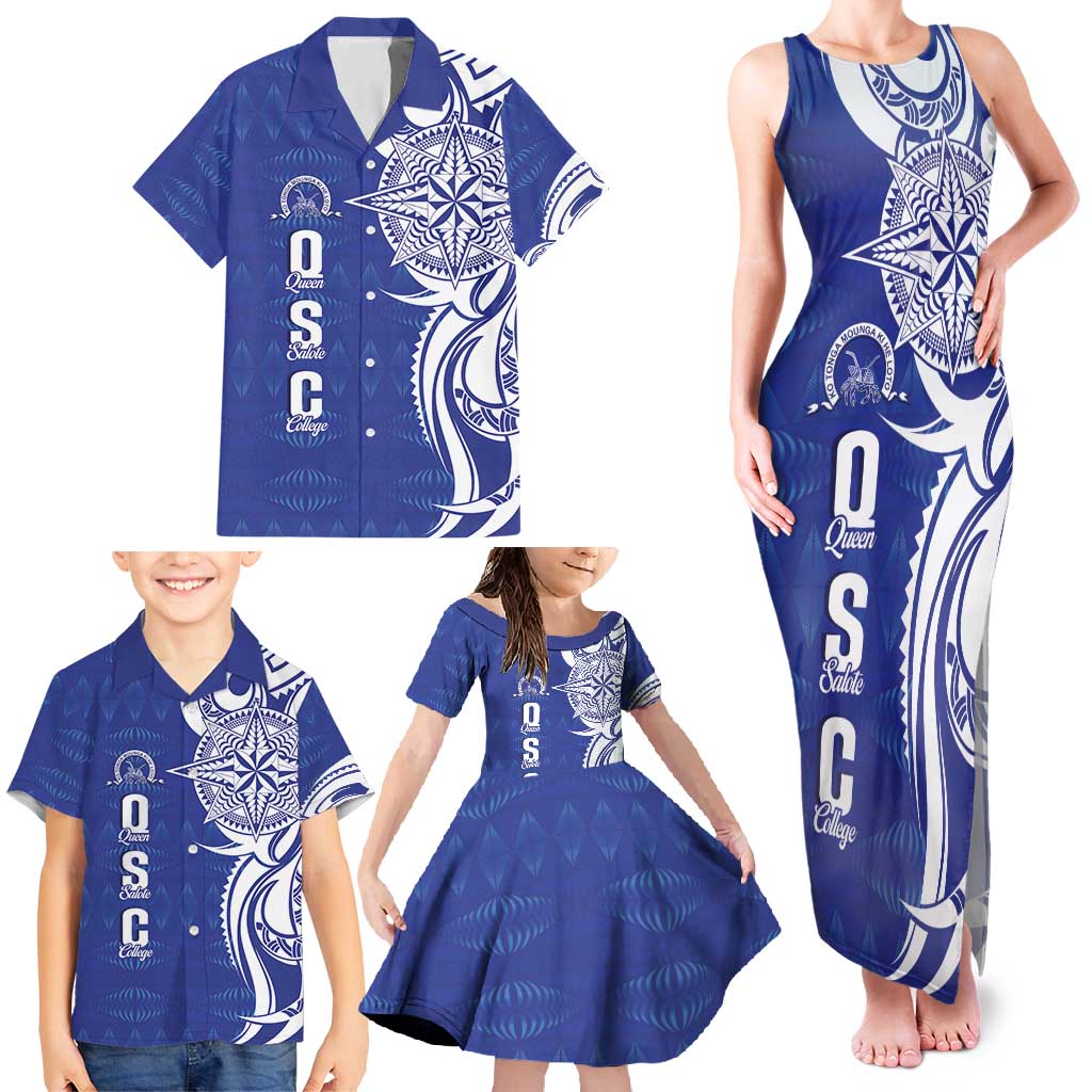 Personalised Queen Salote College Family Matching Tank Maxi Dress and Hawaiian Shirt QSC Est 1926 Ngatu Pattern - Polynesian Pride