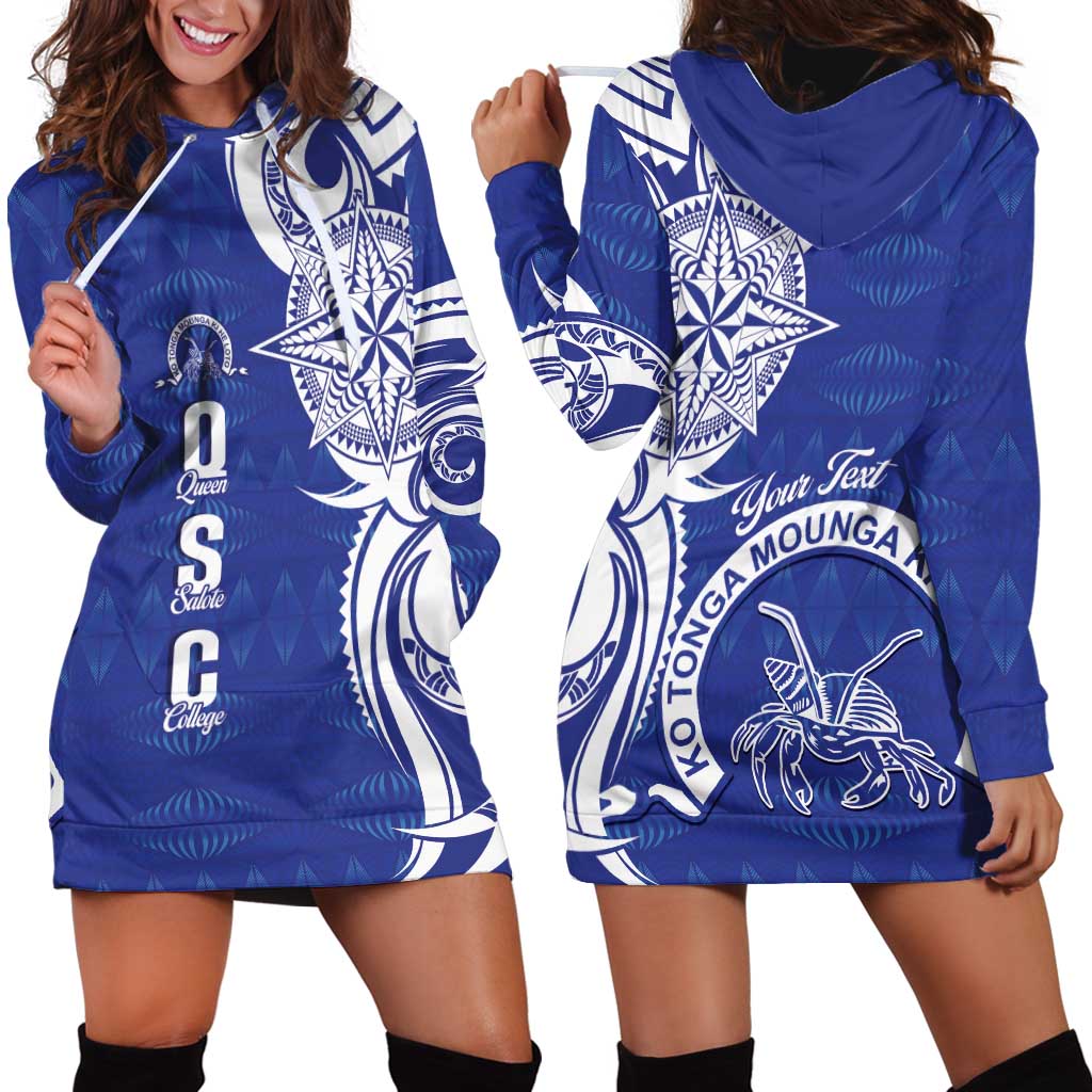 Personalised Queen Salote College Hoodie Dress QSC Est 1926 Ngatu Pattern - Polynesian Pride