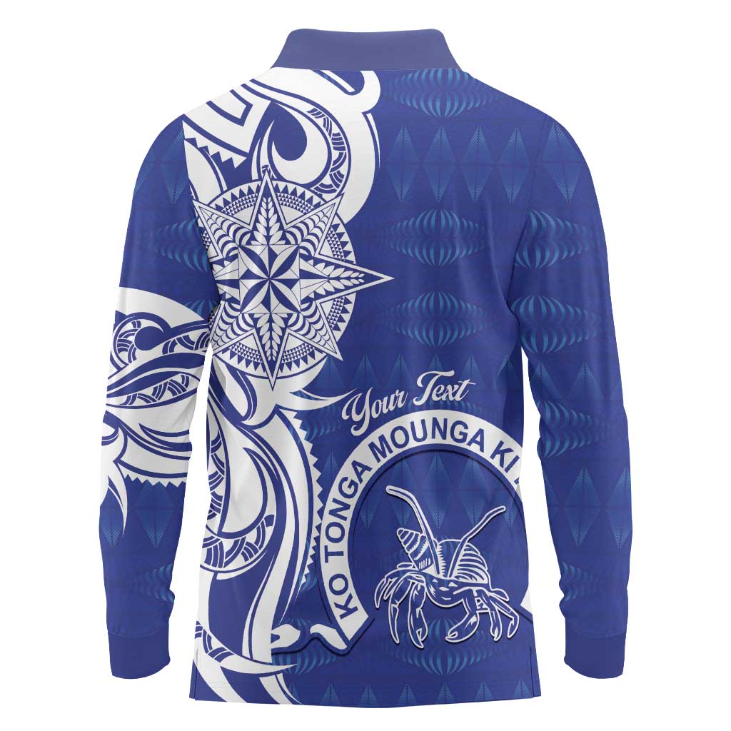 Personalised Queen Salote College Long Sleeve Polo Shirt QSC Est 1926 Ngatu Pattern - Polynesian Pride