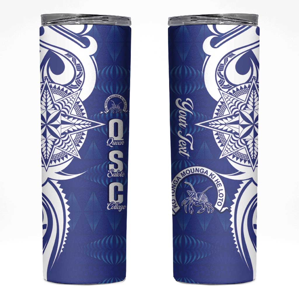 Personalised Queen Salote College Skinny Tumbler QSC Est 1926 Ngatu Pattern - Polynesian Pride