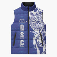 Personalised Queen Salote College Sleeveless Puffer Jacket QSC Est 1926 Ngatu Pattern - Polynesian Pride