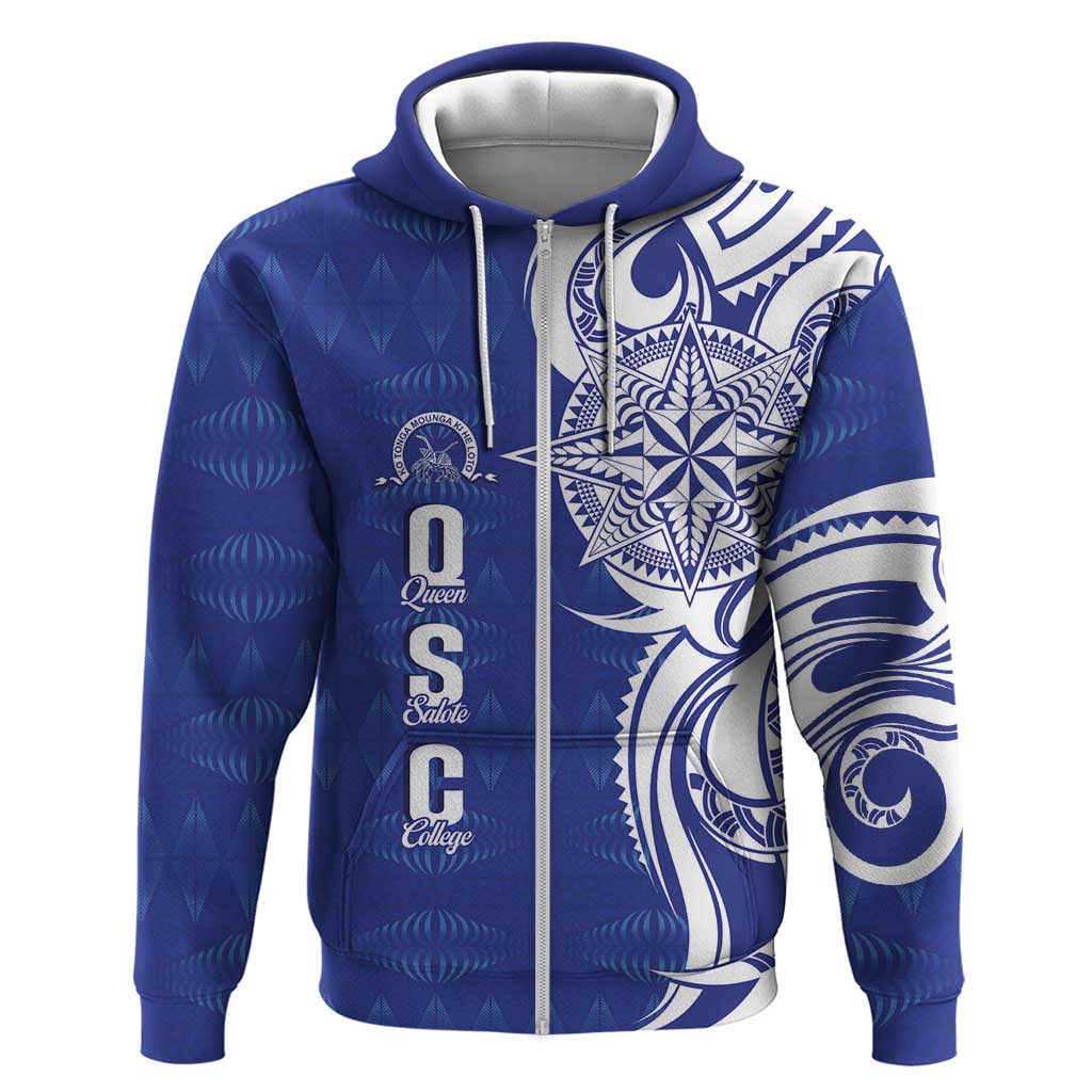 Personalised Queen Salote College Zip Hoodie QSC Est 1926 Ngatu Pattern - Polynesian Pride