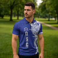 Personalised Queen Salote College Zipper Polo Shirt QSC Est 1926 Ngatu Pattern - Polynesian Pride