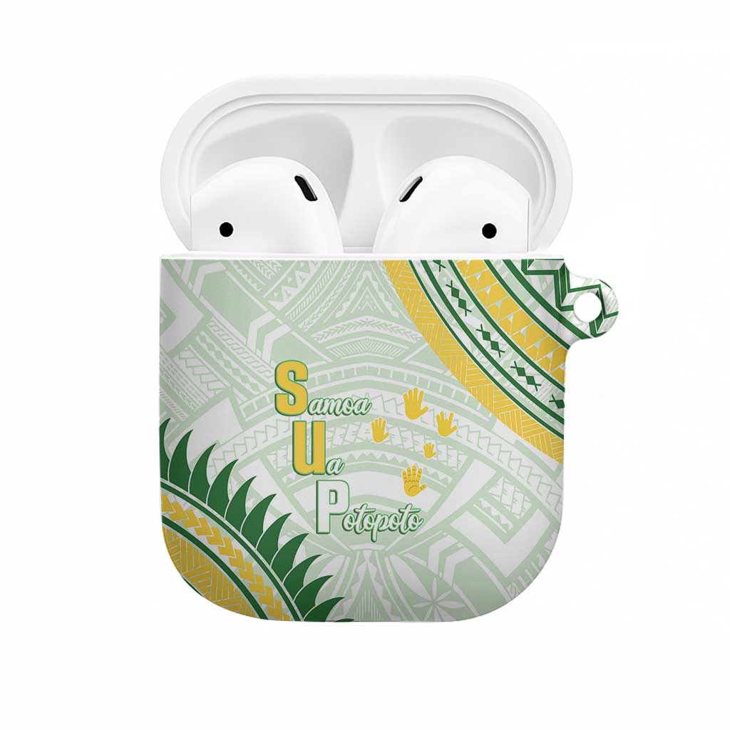 Samoa Ua Potopoto AirPods Case SUP Est 2025 Samoan Pattern LT14 White - Polynesian Pride