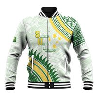 Personalised Samoa Ua Potopoto Baseball Jacket SUP Est 2025 Samoan Pattern LT14 Unisex White - Polynesian Pride