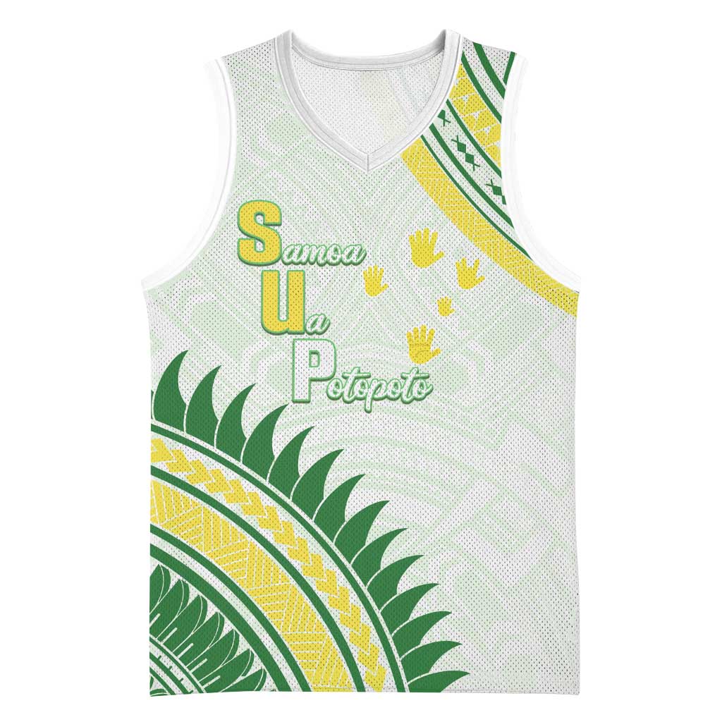 Personalised Samoa Ua Potopoto Basketball Jersey SUP Est 2025 Samoan Pattern LT14 Unisex White - Polynesian Pride