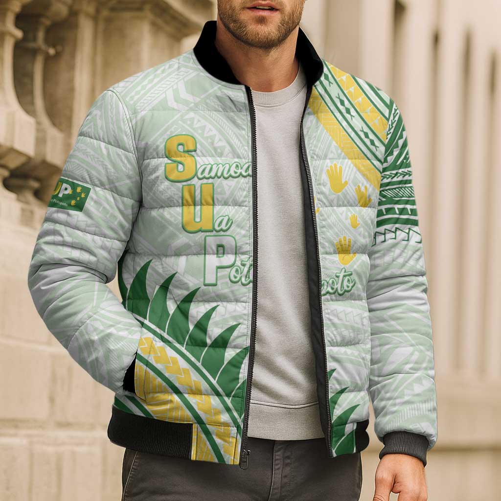 Personalised Samoa Ua Potopoto Bomber Puffer Jacket SUP Est 2025 Samoan Pattern LT14 - Polynesian Pride