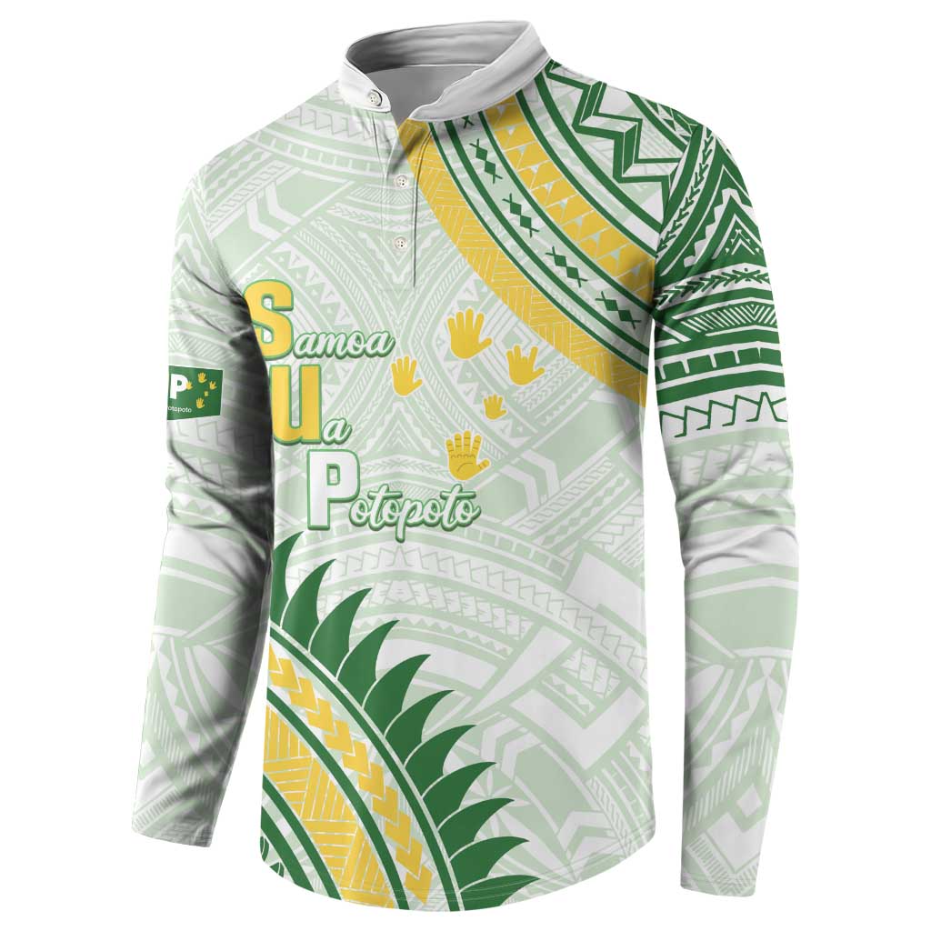 Personalised Samoa Ua Potopoto Button Sweatshirt SUP Est 2025 Samoan Pattern LT14 - Polynesian Pride