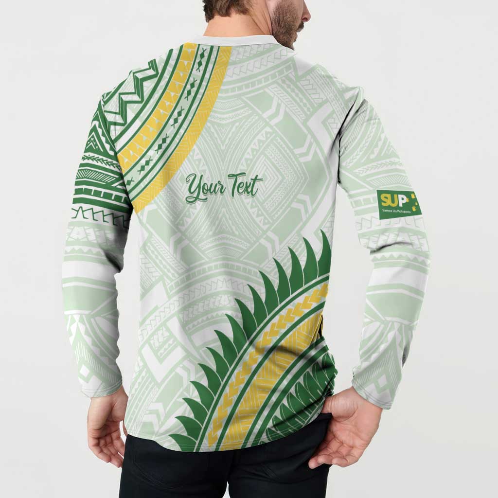 Personalised Samoa Ua Potopoto Button Sweatshirt SUP Est 2025 Samoan Pattern LT14 - Polynesian Pride