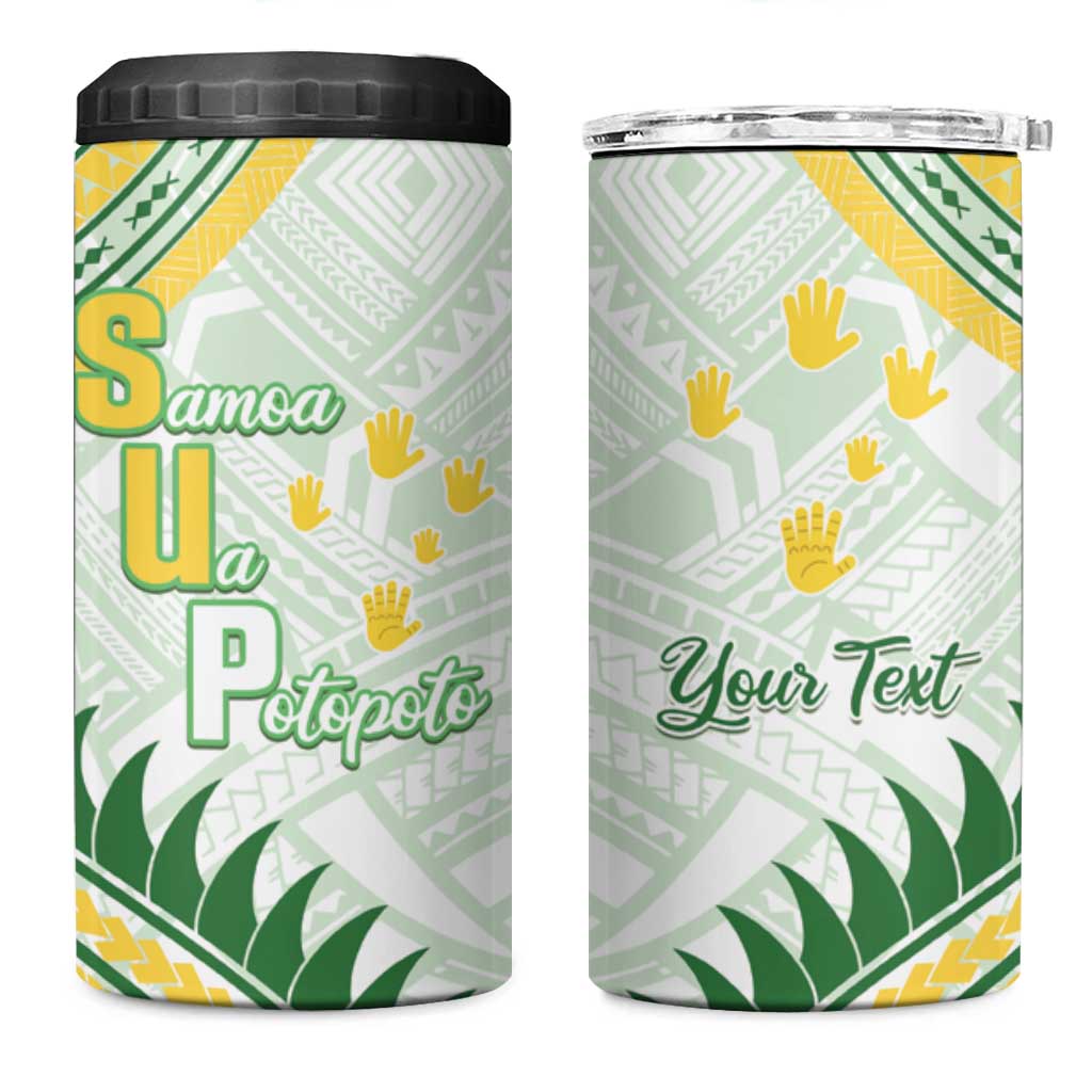 Personalised Samoa Ua Potopoto 4 in 1 Can Cooler Tumbler SUP Est 2025 Samoan Pattern LT14 One Size: 16 oz White - Polynesian Pride