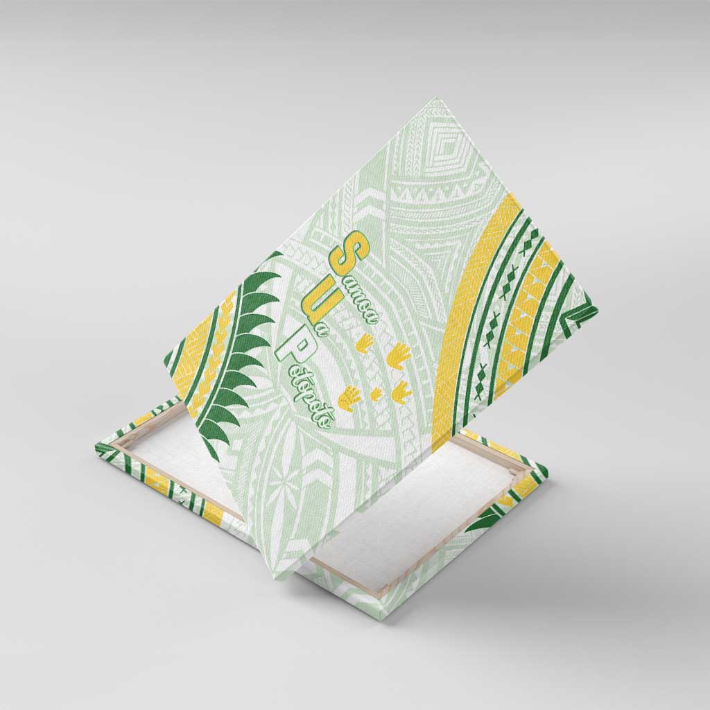 Samoa Ua Potopoto Canvas Wall Art SUP Est 2025 Samoan Pattern LT14 With Frame White - Polynesian Pride