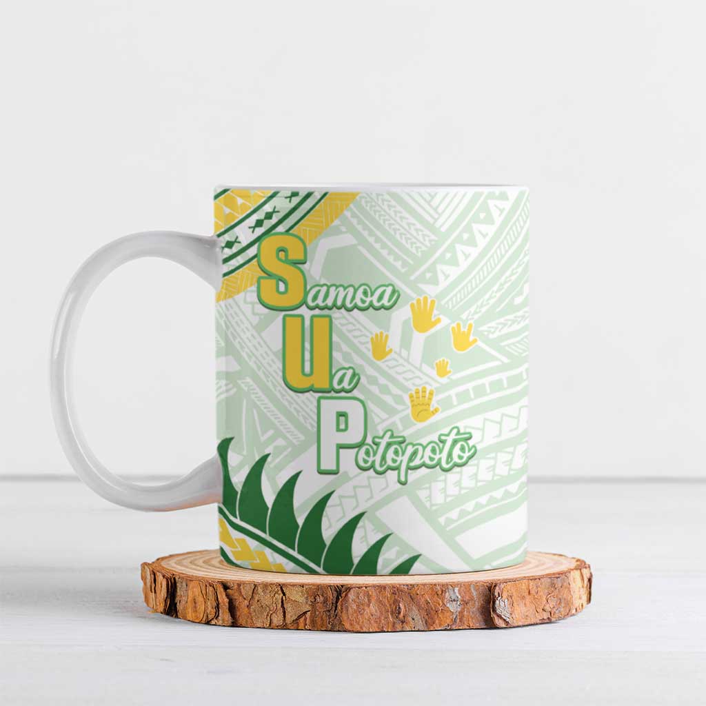 Personalised Samoa Ua Potopoto Ceramic Mug SUP Est 2025 Samoan Pattern LT14 White - Polynesian Pride