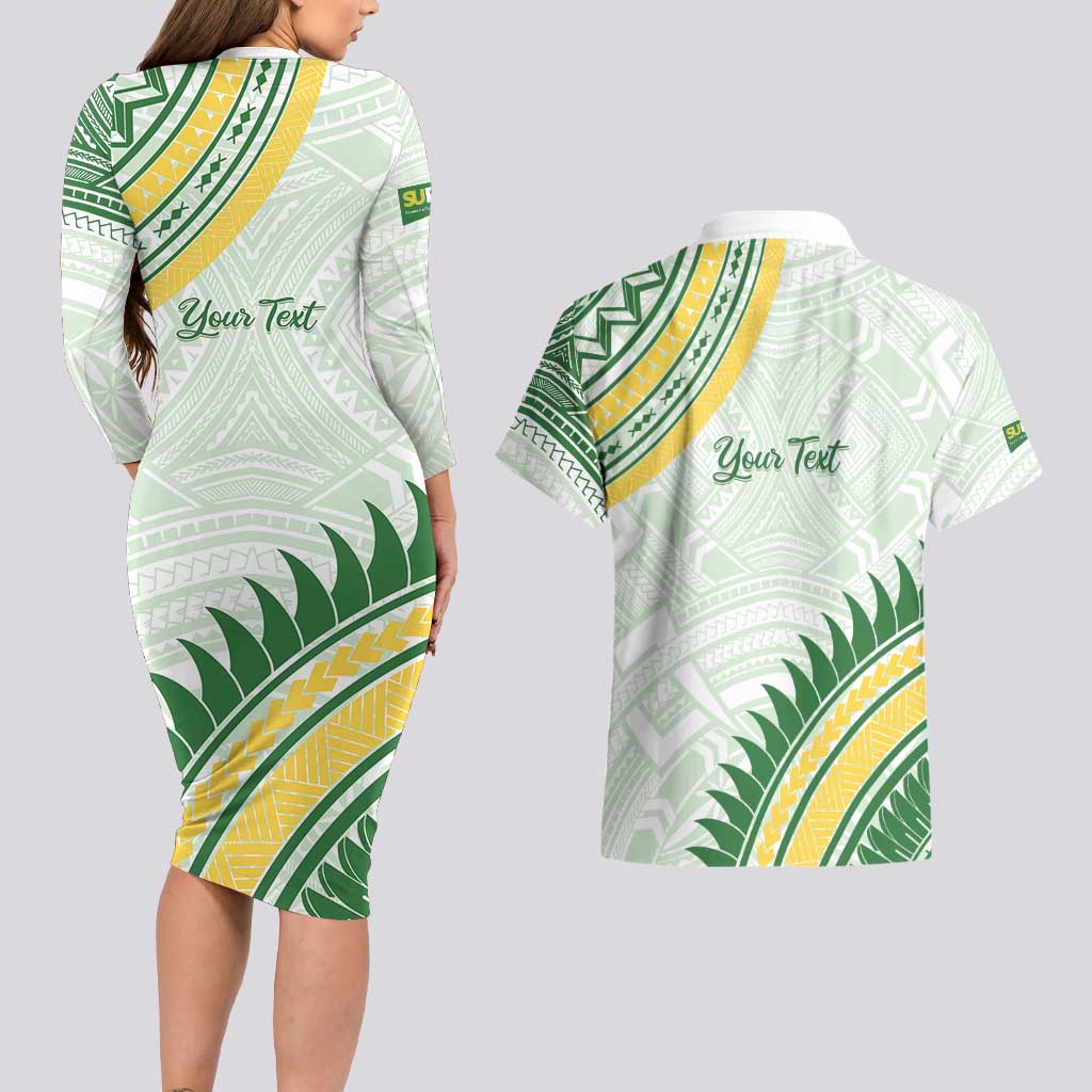 Personalised Samoa Ua Potopoto Couples Matching Long Sleeve Bodycon Dress and Hawaiian Shirt SUP Est 2025 Samoan Pattern - Polynesian Pride