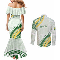 Personalised Samoa Ua Potopoto Couples Matching Mermaid Dress and Long Sleeve Button Shirt SUP Est 2025 Samoan Pattern LT14 - Polynesian Pride