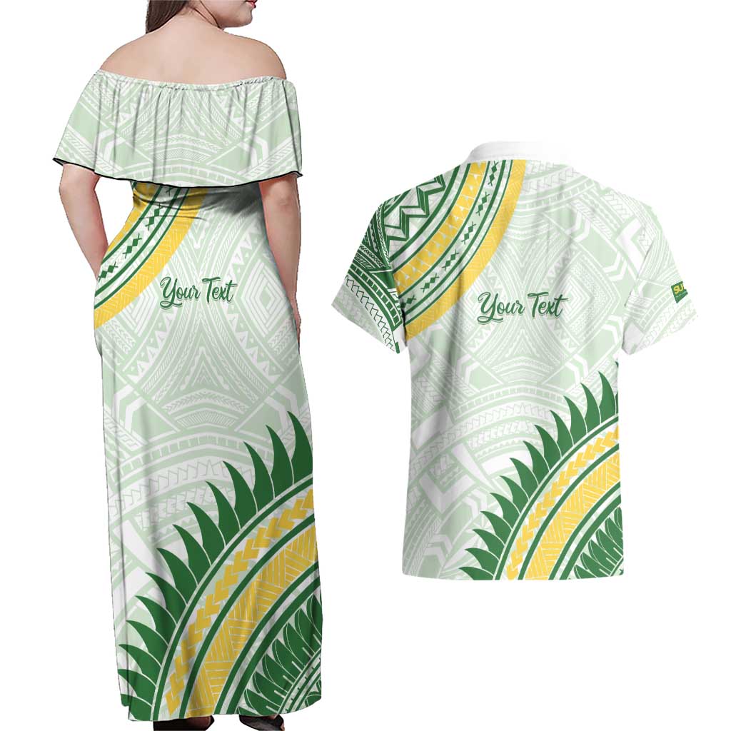 Personalised Samoa Ua Potopoto Couples Matching Off Shoulder Maxi Dress and Hawaiian Shirt SUP Est 2025 Samoan Pattern - Polynesian Pride