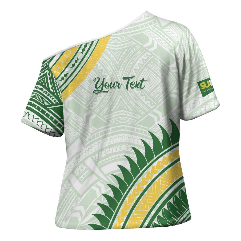 Personalised Samoa Ua Potopoto Cross Shoulder Shirt SUP Est 2025 Samoan Pattern LT14 - Polynesian Pride