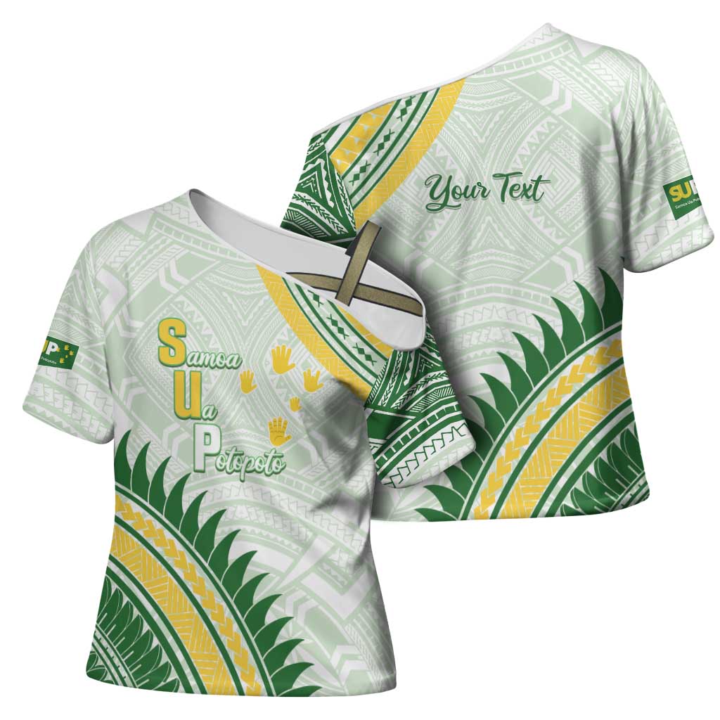 Personalised Samoa Ua Potopoto Cross Shoulder Shirt SUP Est 2025 Samoan Pattern LT14 - Polynesian Pride