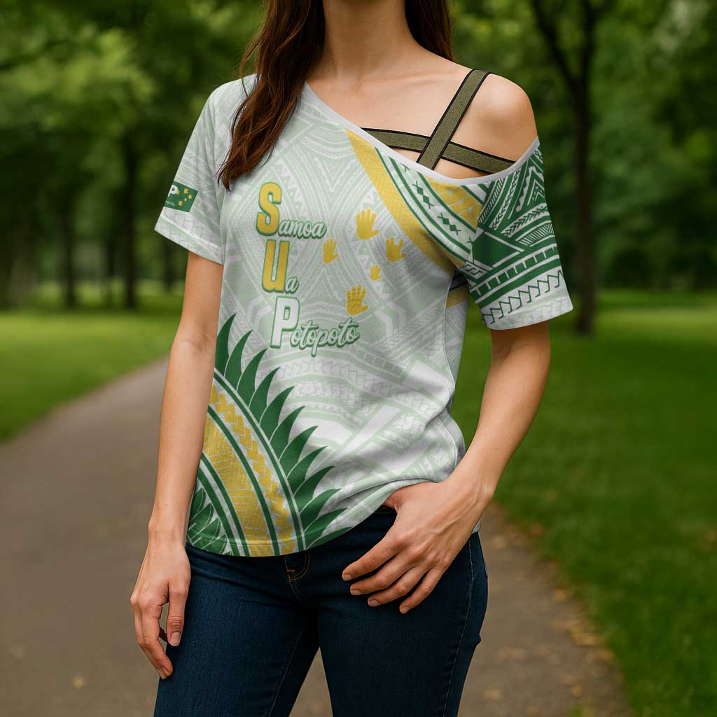 Personalised Samoa Ua Potopoto Cross Shoulder Shirt SUP Est 2025 Samoan Pattern LT14 - Polynesian Pride