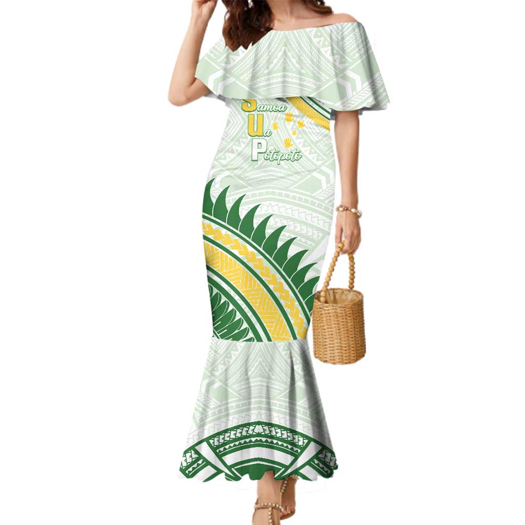 Personalised Samoa Ua Potopoto Family Matching Mermaid Dress and Hawaiian Shirt SUP Est 2025 Samoan Pattern - Polynesian Pride