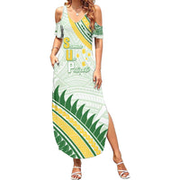 Personalised Samoa Ua Potopoto Family Matching Summer Maxi Dress and Hawaiian Shirt SUP Est 2025 Samoan Pattern - Polynesian Pride
