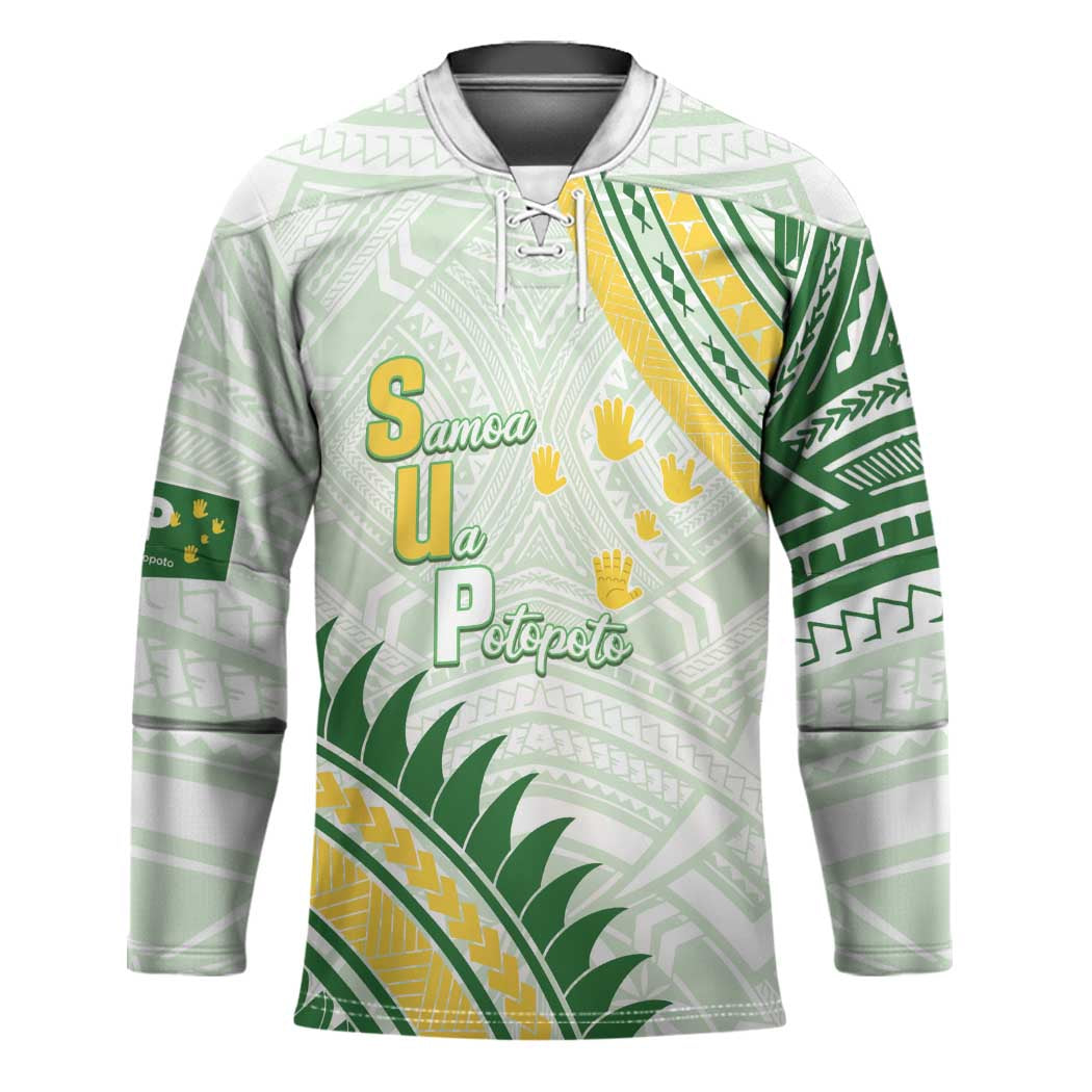 Personalised Samoa Ua Potopoto Hockey Jersey SUP Est 2025 Samoan Pattern LT14 Unisex White - Polynesian Pride