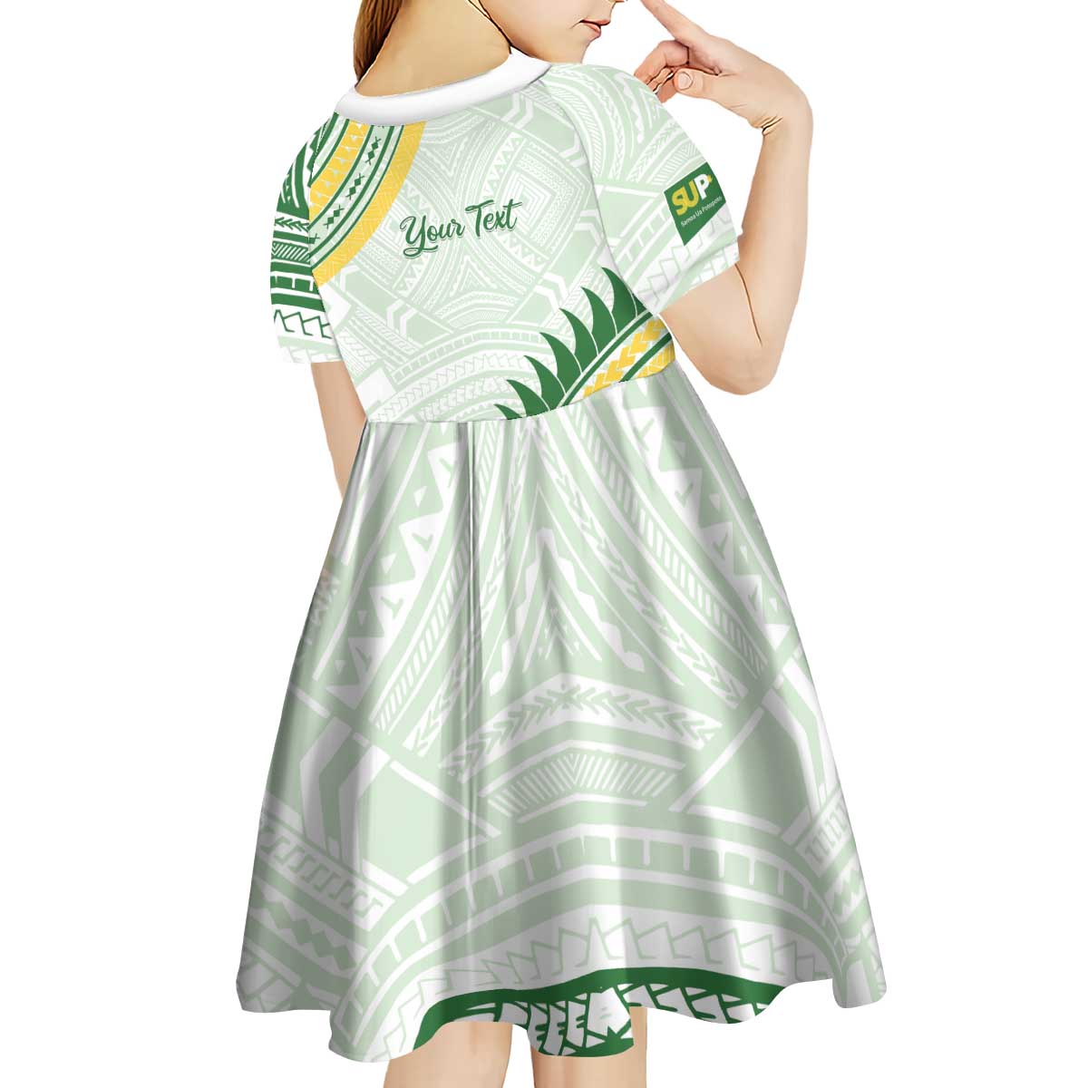 Personalised Samoa Ua Potopoto Kid Short Sleeve Dress SUP Est 2025 Samoan Pattern - Polynesian Pride