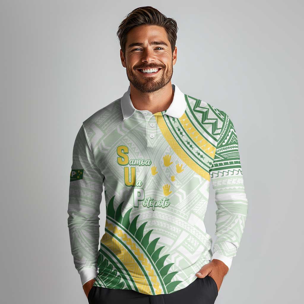 Personalised Samoa Ua Potopoto Long Sleeve Polo Shirt SUP Est 2025 Samoan Pattern LT14 - Polynesian Pride