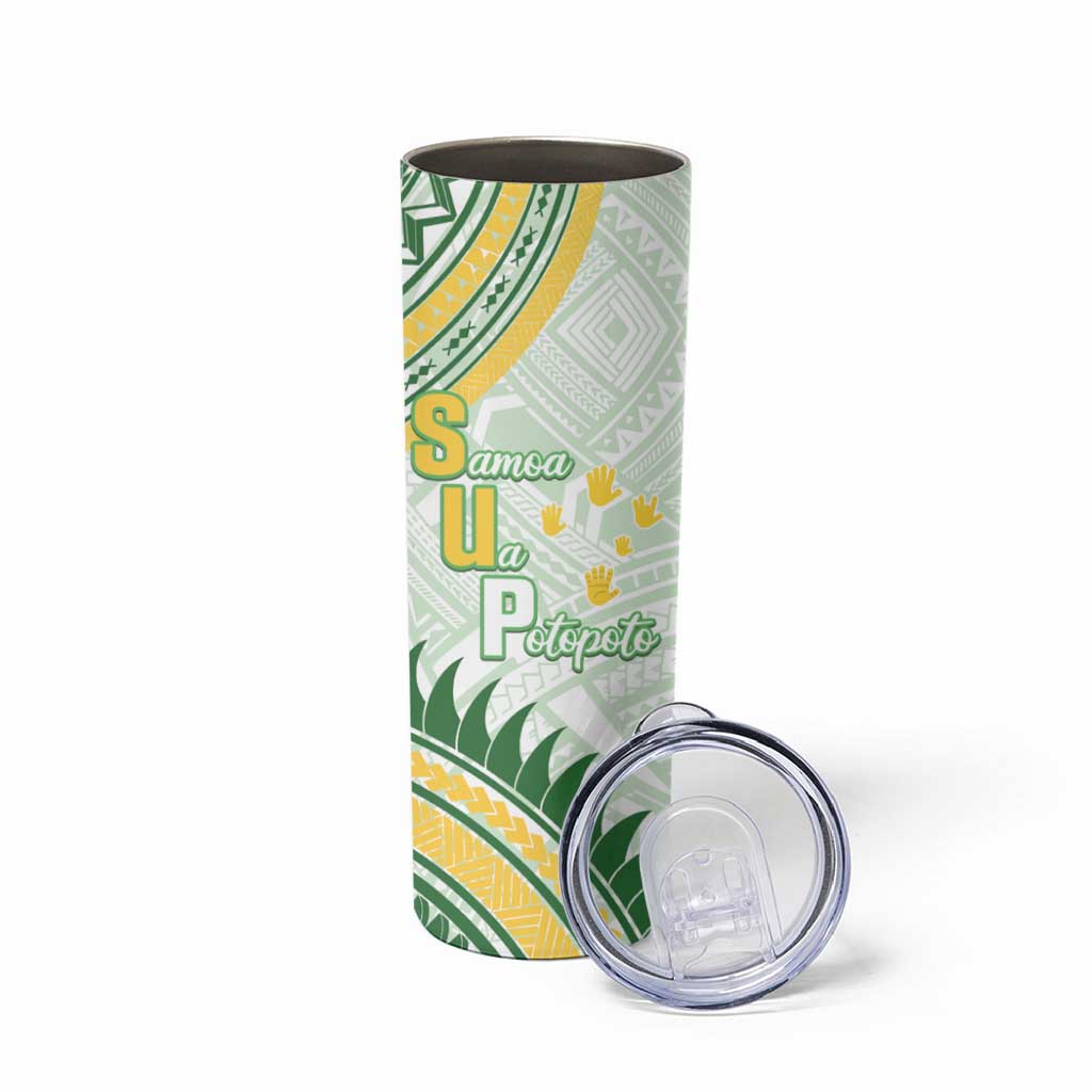 Personalised Samoa Ua Potopoto Skinny Tumbler SUP Est 2025 Samoan Pattern - Polynesian Pride
