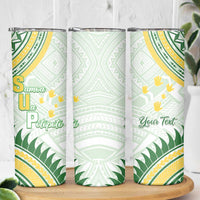 Personalised Samoa Ua Potopoto Skinny Tumbler SUP Est 2025 Samoan Pattern - Polynesian Pride