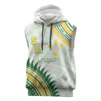 Personalised Samoa Ua Potopoto Sleeveless Hoodie SUP Est 2025 Samoan Pattern LT14 White - Polynesian Pride