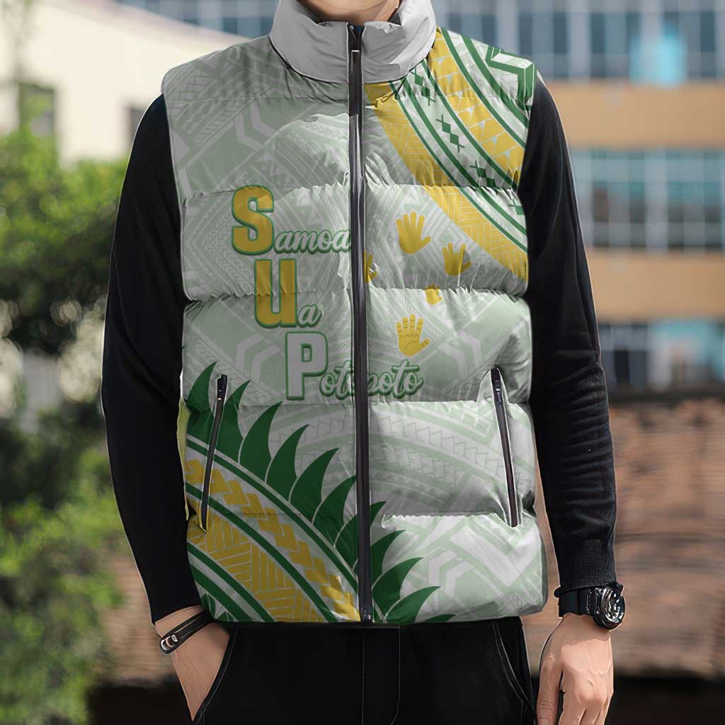 Personalised Samoa Ua Potopoto Sleeveless Puffer Jacket SUP Est 2025 Samoan Pattern LT14 - Polynesian Pride
