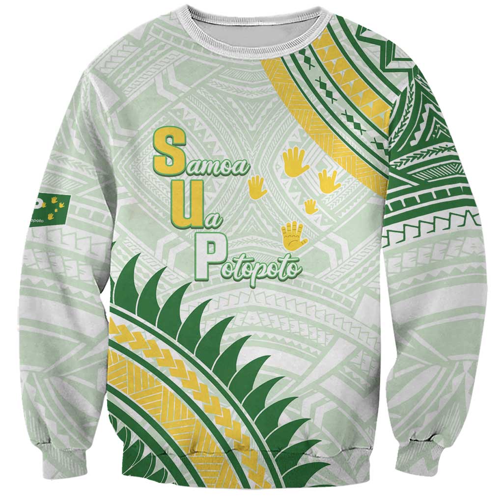 Personalised Samoa Ua Potopoto Sweatshirt SUP Est 2025 Samoan Pattern LT14 Unisex White - Polynesian Pride
