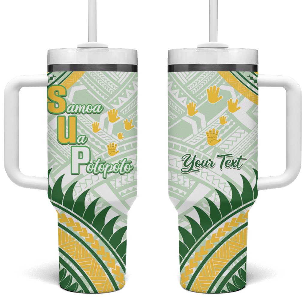 Personalised Samoa Ua Potopoto Tumbler With Handle SUP Est 2025 Samoan Pattern - Polynesian Pride
